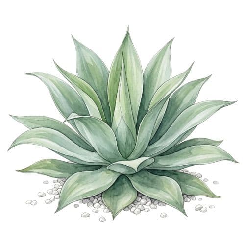 Agave attenuata com roseta larga de folhas verde-acinzentadas sem espinhos