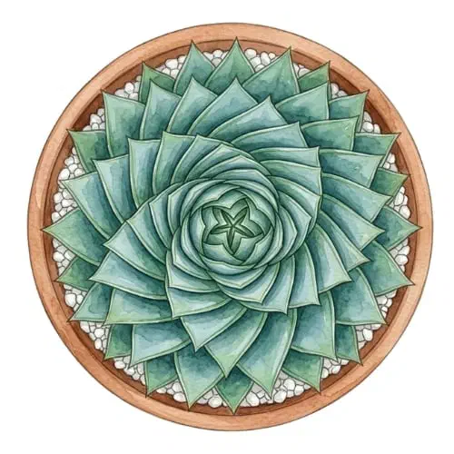 Aloe polyphylla com roseta organizada em espiral perfeita de folhas verdes pontiagudas