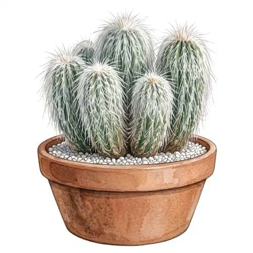 Cephalocereus senilis colunar completamente coberto por longos pelos brancos