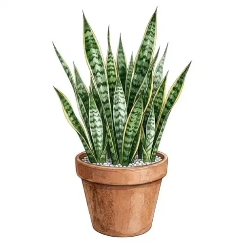 Dracaena trifasciata, espada-de-são-jorge com folhas eretas e listradas