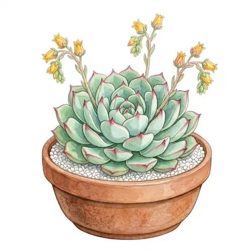 Echeveria derenbergii em roseta compacta com pruína clara e pontas avermelhadas