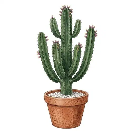 Euphorbia ingens com colunas verdes de quatro quinas ramificando em candelabro