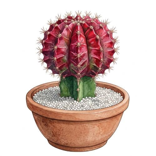 Gymnocalycium mihanovichii, cacto colorido enxertado sobre um cacto verde