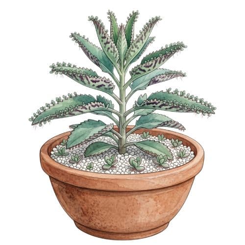 Kalanchoe daigremontiana com plântulas nas bordas das folhas