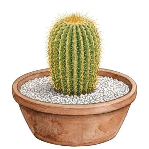 Parodia leninghausii colunar coberta por espinhos dourados finos e macios