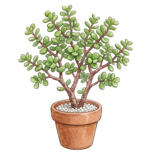 Portulacaria afra, suculenta arbustiva de caules avermelhados e folhas pequenas